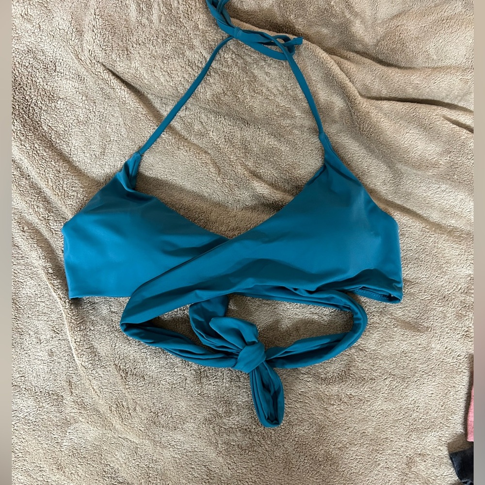 Shekini Teal Tie Bikini Top